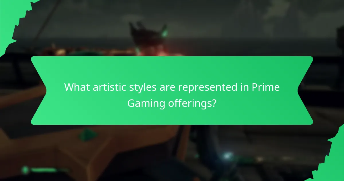 What artistic styles are represented in Prime Gaming offerings?